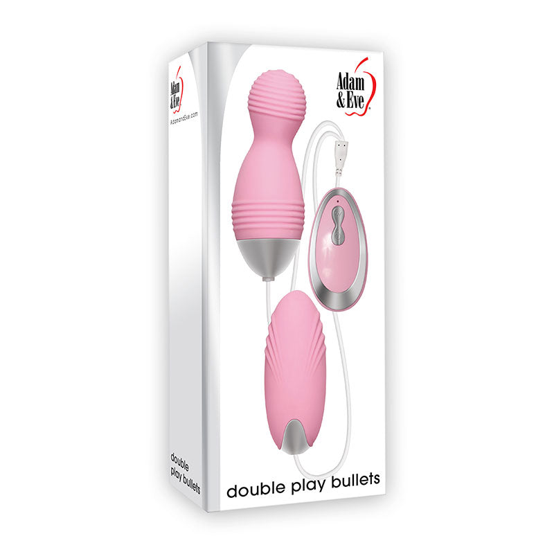 Adam & Eve Double Play Remote-Controlled Dual Silicone Bullet Vibrators Pink