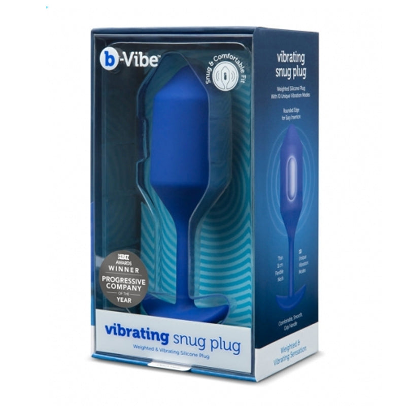 b-Vibe Vibrating Snug Plug 4 Rechargeable Weighted Silicone Anal Plug Navy
