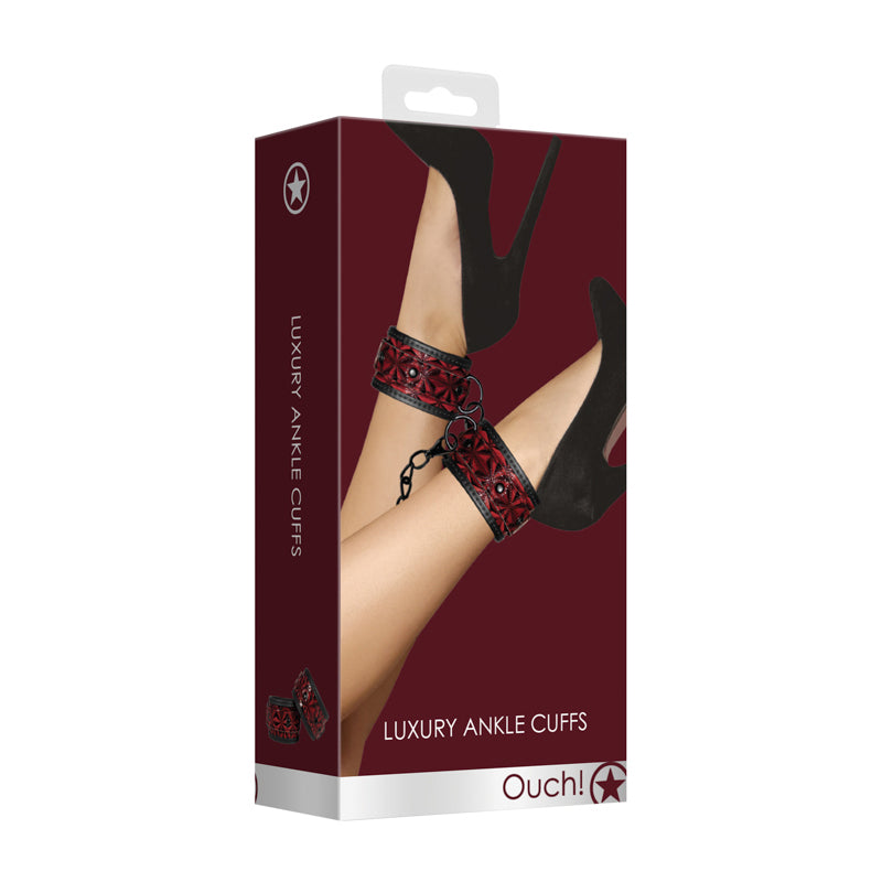 Ouch! Luxury Adjustable Ankle Cuffs Burgundy