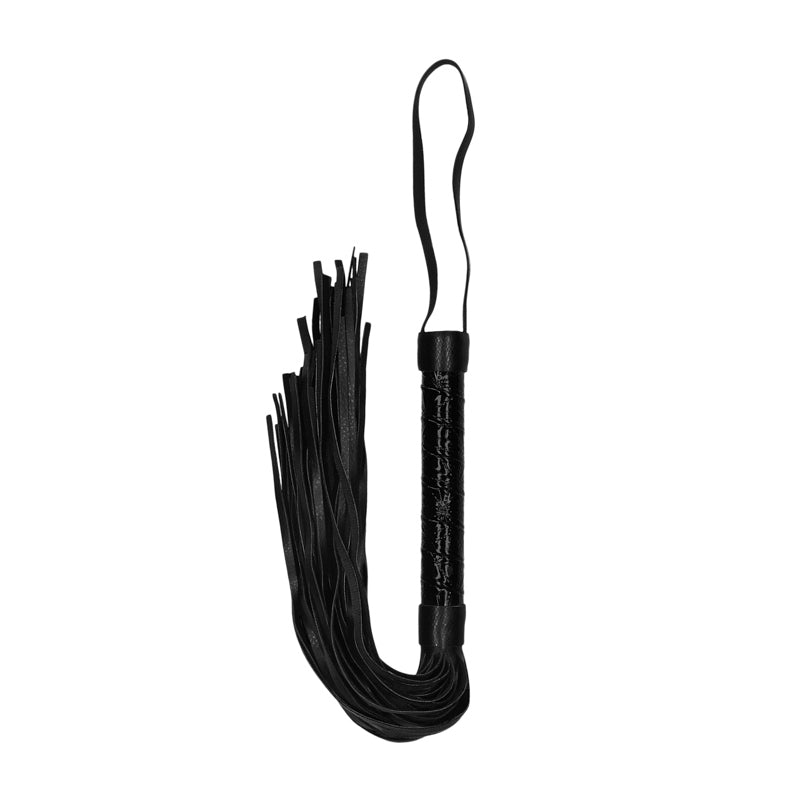 Ouch! Luxury Diamond-Patterned Whip Flogger Black