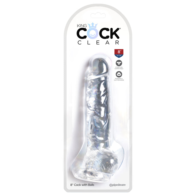 Pipedream King Cock Clear 8 in. Cock With Balls Realistic Suction Cup Dildo