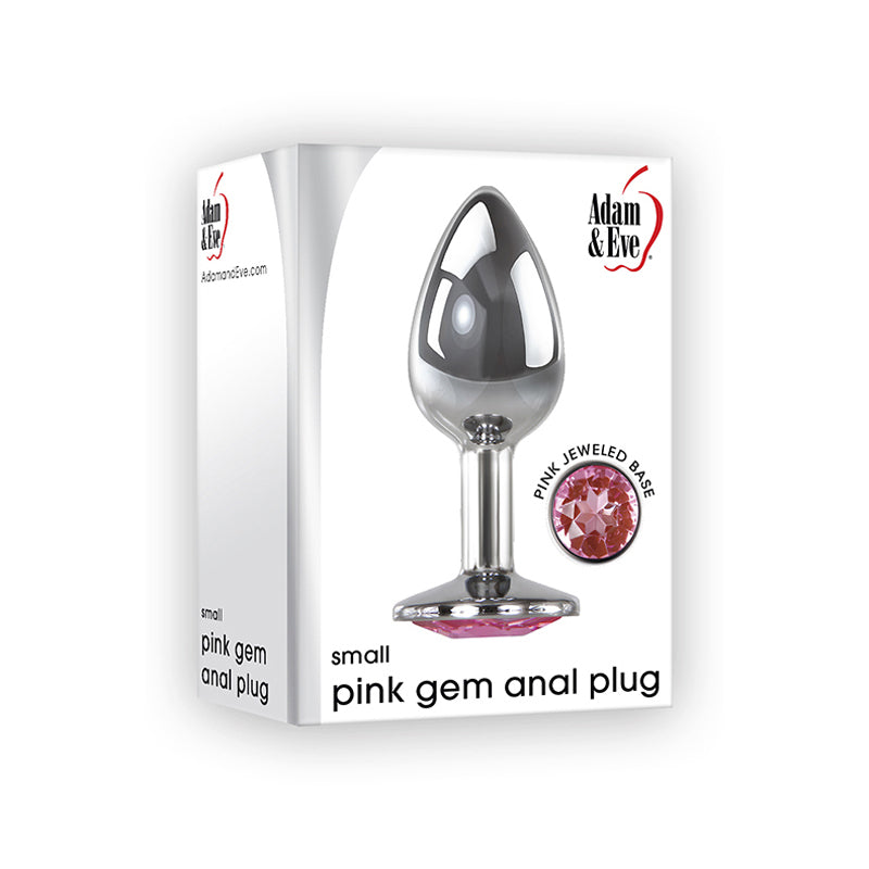 Adam & Eve Metal Anal Plug With Pink Gemstone Base Small