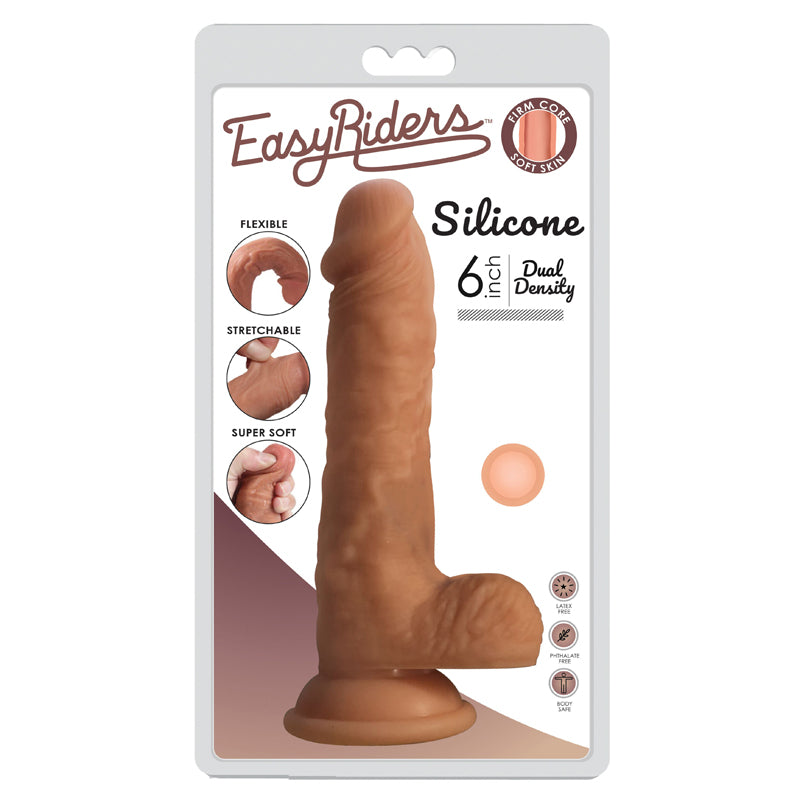 Curve Toys Easy Riders 6 in. Dual Density Silicone Dildo with Balls & Suction Cup Light