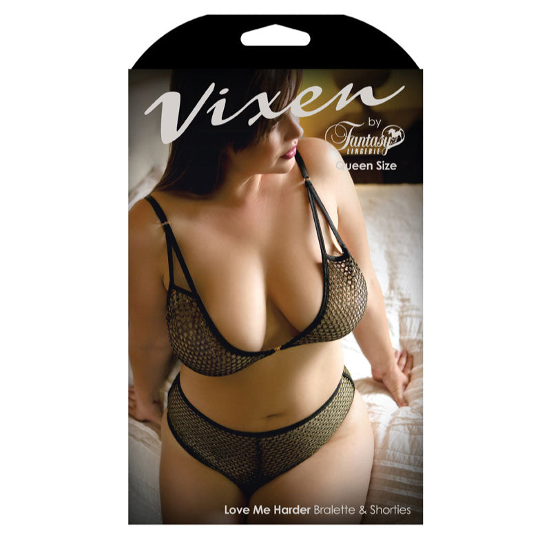 Fantasy Lingerie Vixen Love Me Harder Bralette & Shorties Queen Size