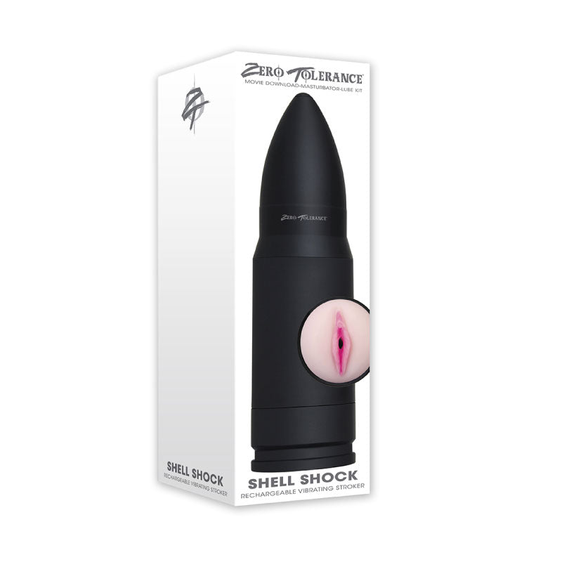 Zero Tolerance Shell Shock Rechargeable Bullet-Shaped Vibrating Vagina Stroker Black