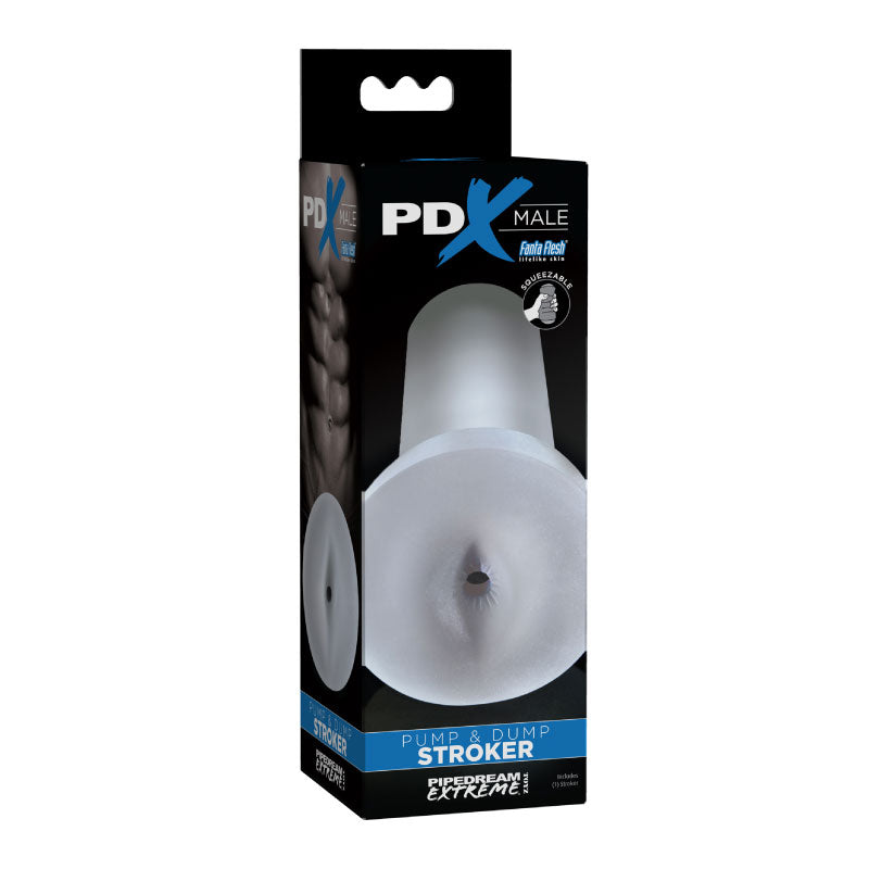 PDX Male Pump &amp; Dump Squeezable Anal Stroker Clear
