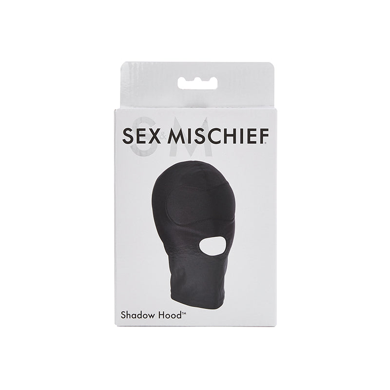 Sportsheets Sex & Mischief Shadow Hood Full-Head Mask with Open Mouth Black