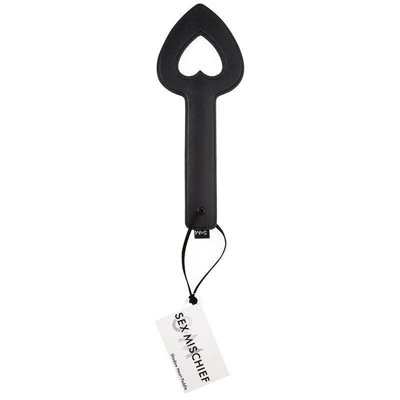 Sportsheets Sex &amp; Mischief Shadow Heart Paddle Open-Center Black