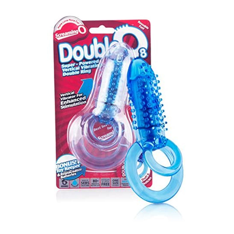 Screaming O DoubleO 8 Vibrating C-Ring Blue