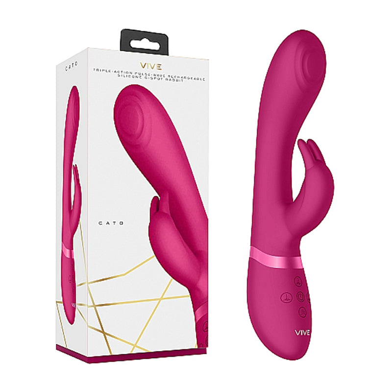 VIVE CATO Rechargeable Pulse-Wave Silicone Rabbit Vibrator Pink