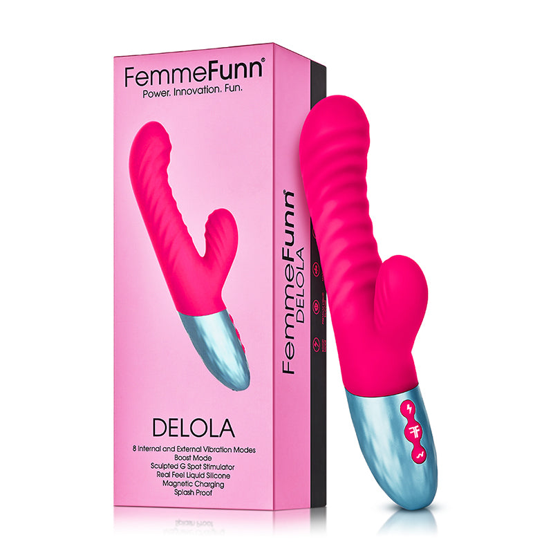 FemmeFunn Delola Rechargeable Silicone Dual Stimulation G-Spot Vibrator Pink