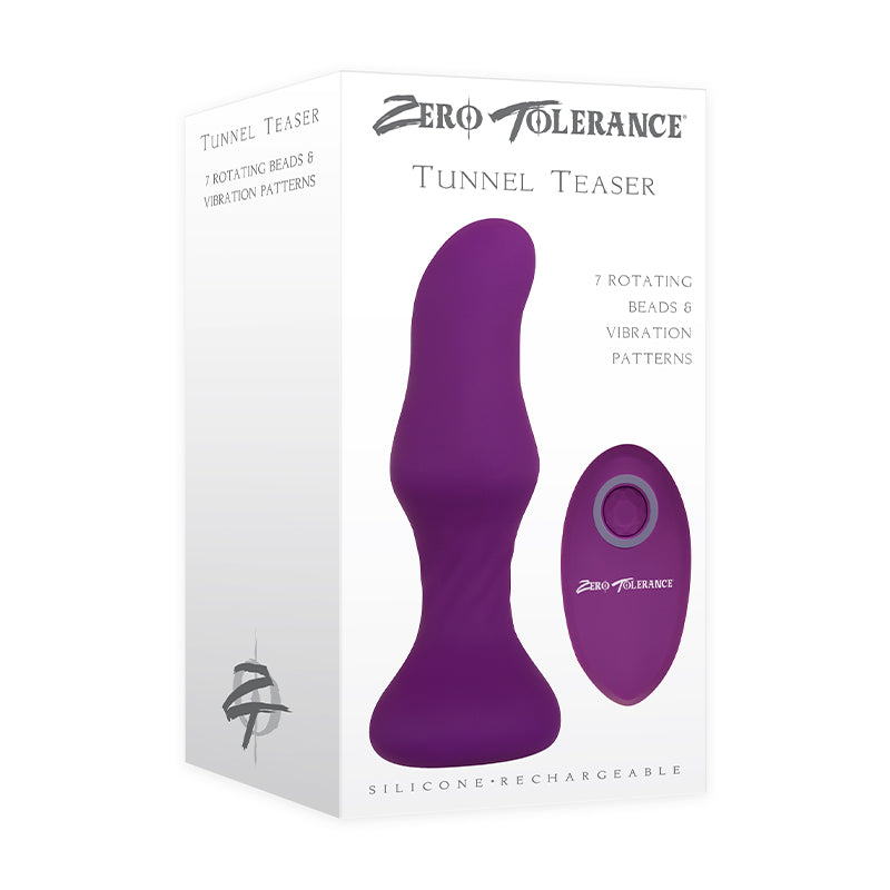 Zero Tolerance Tunnel Teaser Rechargeable Remote-Controlled Rotating Bead Vibrating Silicone Anal Plug Purple