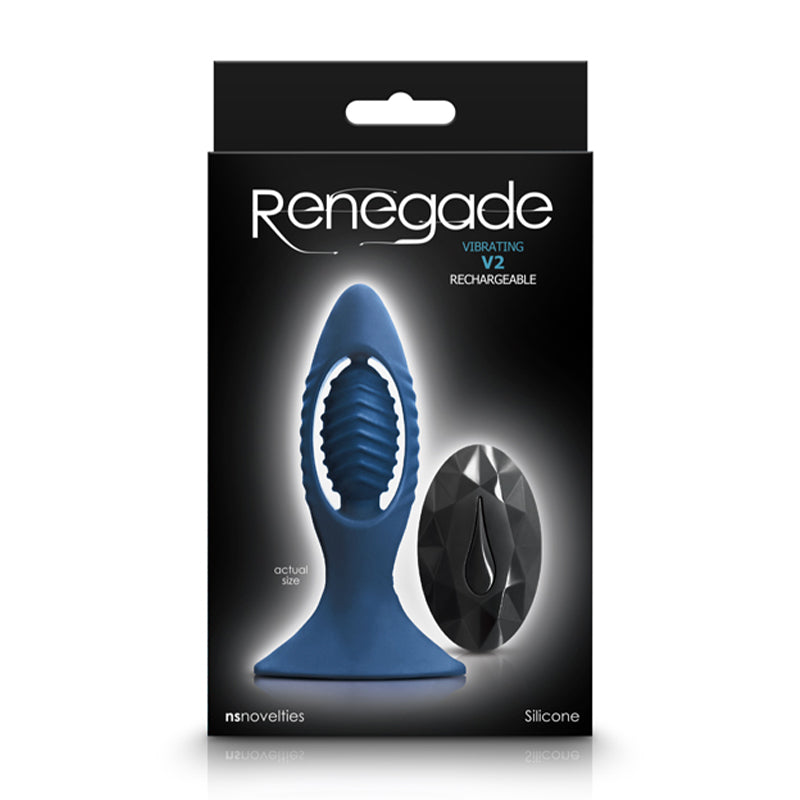 Renegade V2 Rechargeable Anal Plug With Remote - Blue