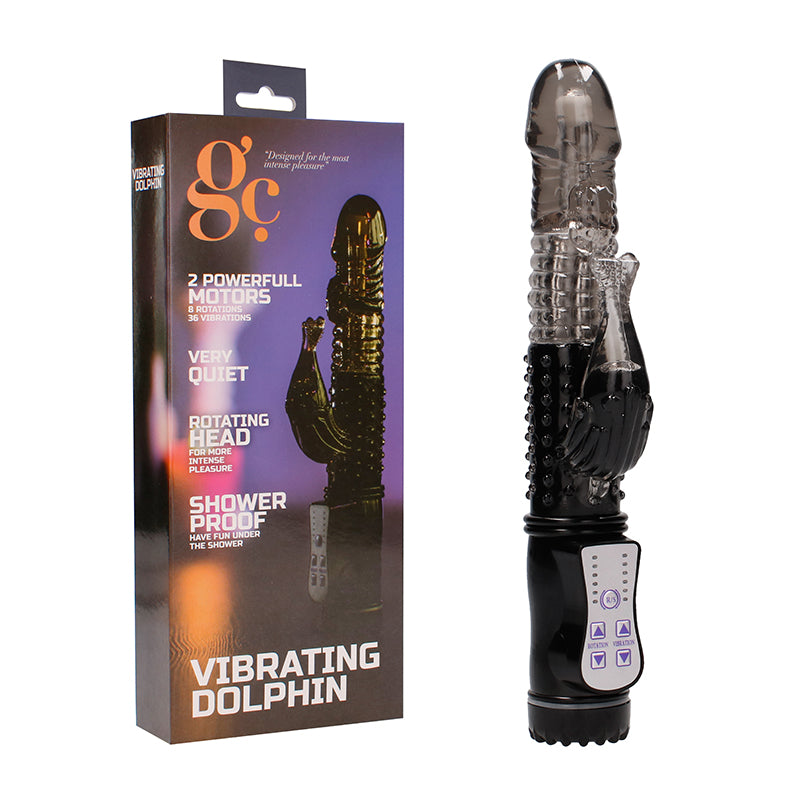 GC Vibrating Dolphin Dual-Motor Rotating Rabbit Vibrator Black
