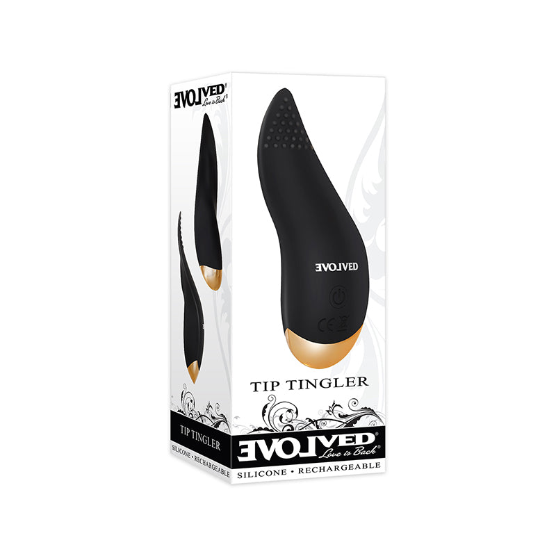 Evolved Tip Tingler Rechargeable Flexible Silicone Tongue Vibrator Black