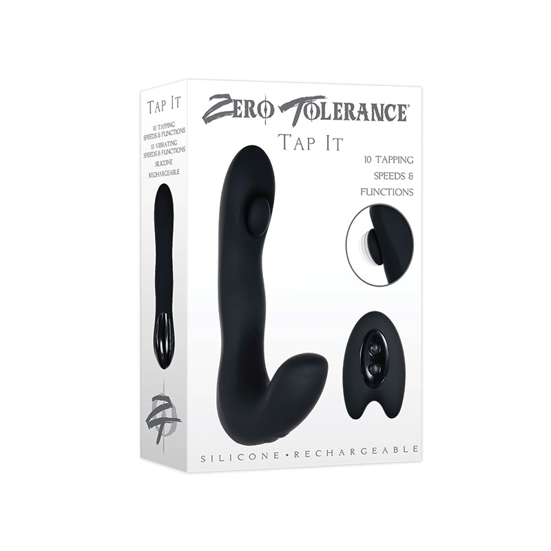 Zero Tolerance Tap It Rechargeable Remote-Controlled Tapping Vibrating Silicone Prostate Massager Black
