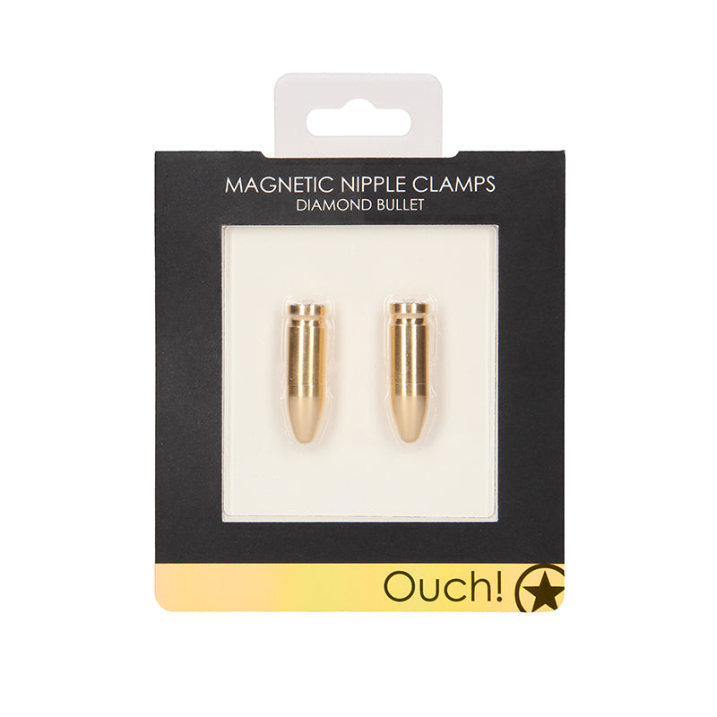 Ouch! Diamond Bullet Magnetic Nipple Clamps Gold