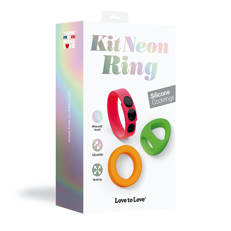Love to Love Kit Neon Ring Silicone Cockring Set