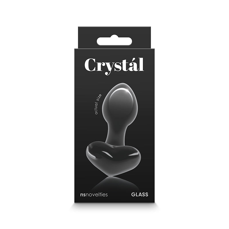 Crystal Heart Glass Anal Plug Black