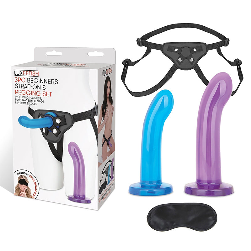 Lux Fetish 3-Piece Beginners Strap-On &amp; Pegging Set