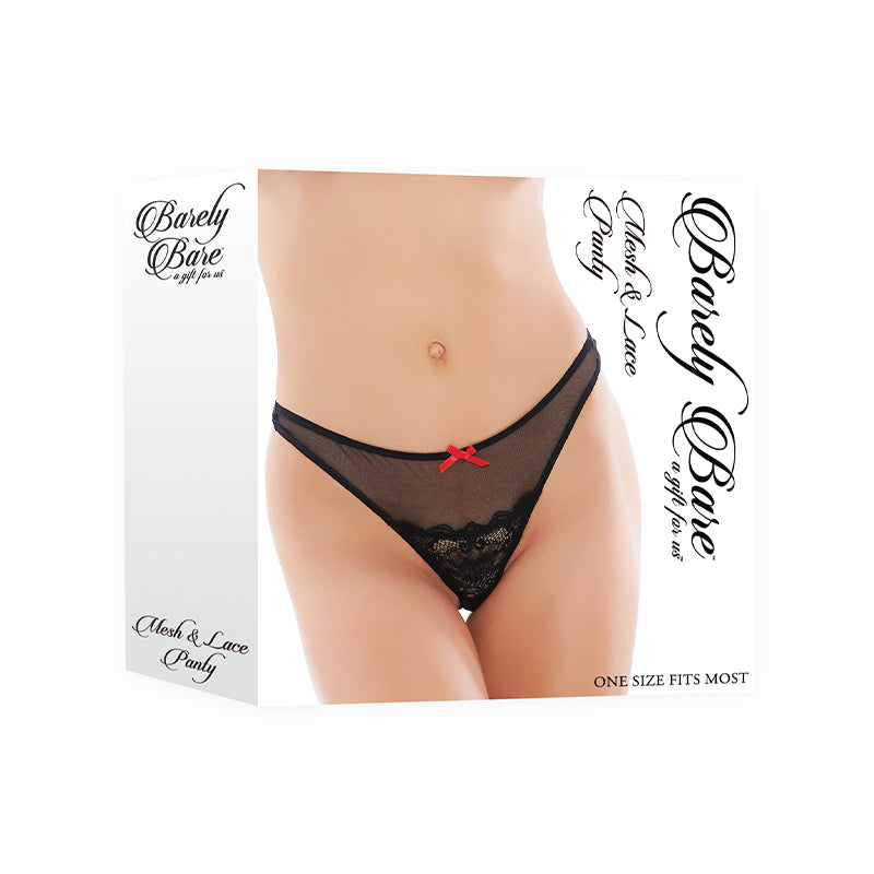 Barely Bare Mesh & Lace Panty Black O/S