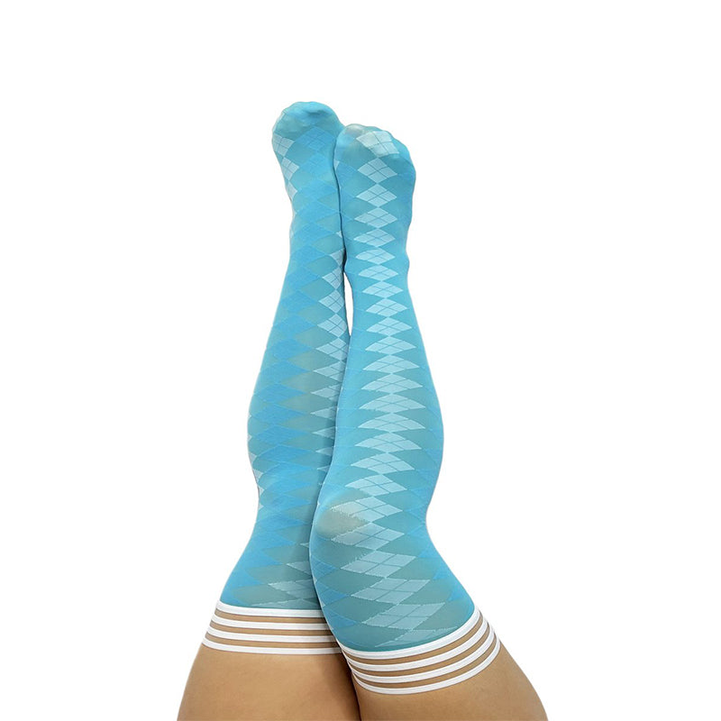 Kixies On Point Collection Par 4 Blue Argyle Thigh-High Stockings Size C