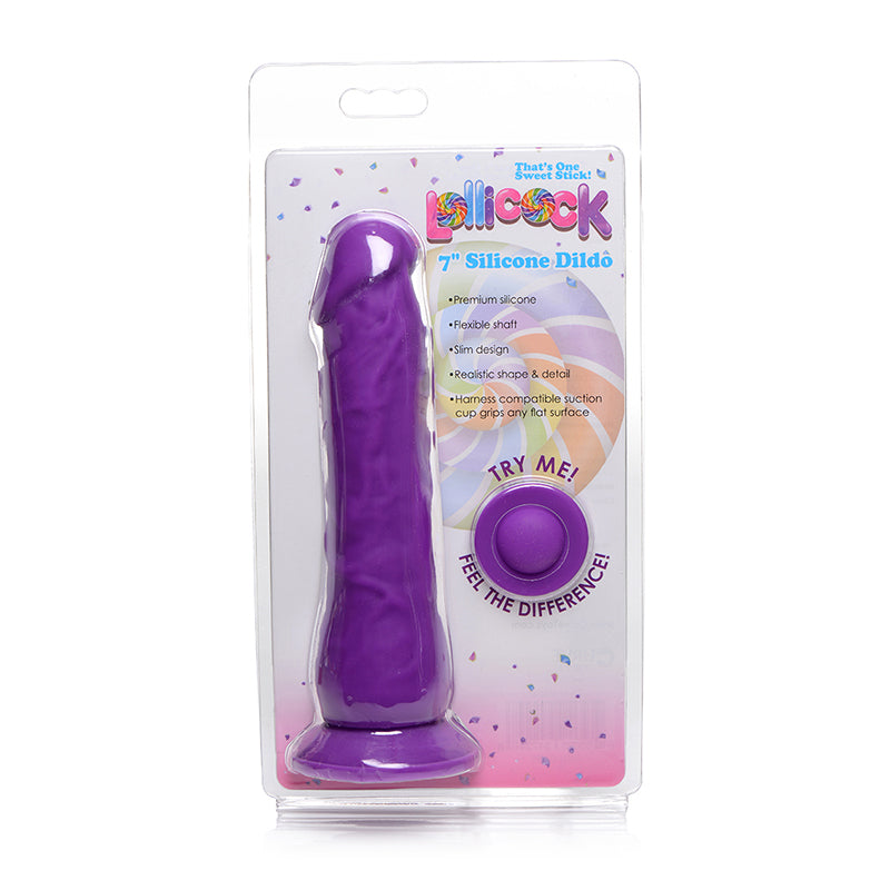 Curve Toys Lollicock 7 in. Silicone Dildo with Suction Cup Grape