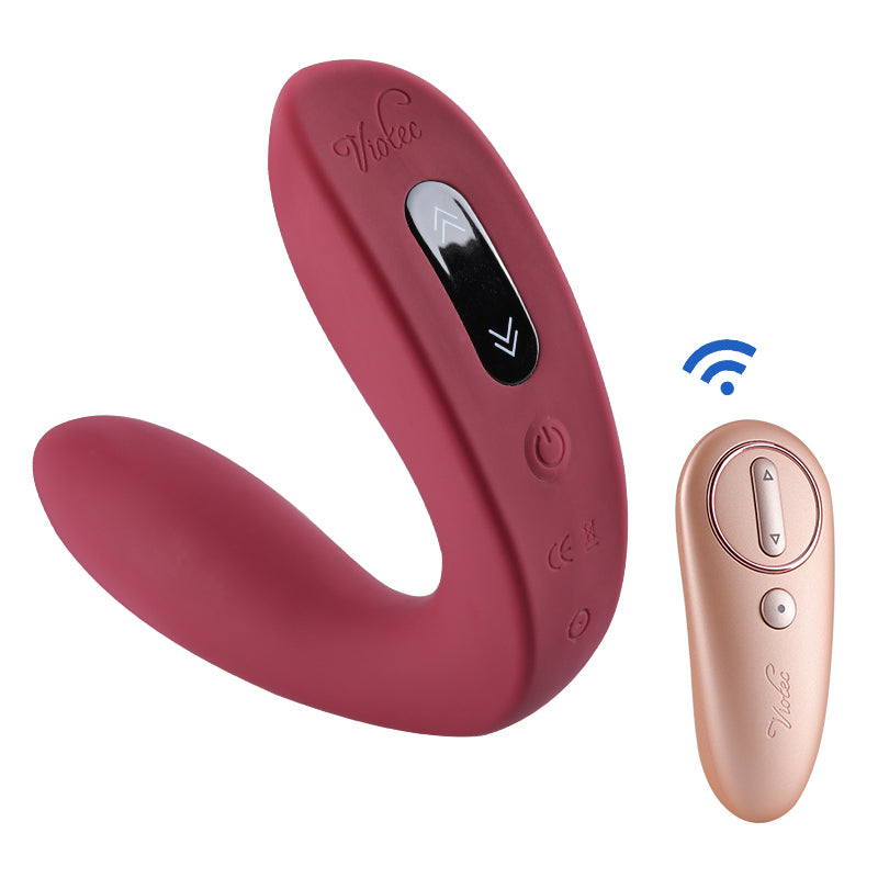 Hercules Remote C-Shape Vibrating Plug Wine Red