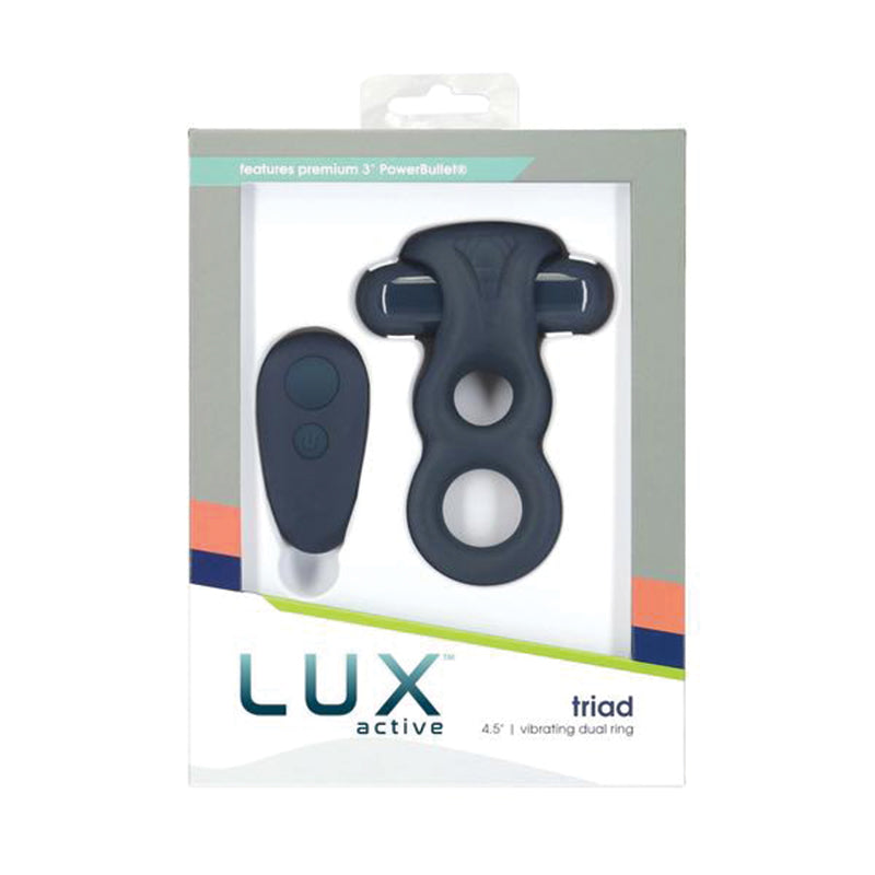 Lux Active Triad 4.5 in. Vibrating Dual Ring Silicone Black