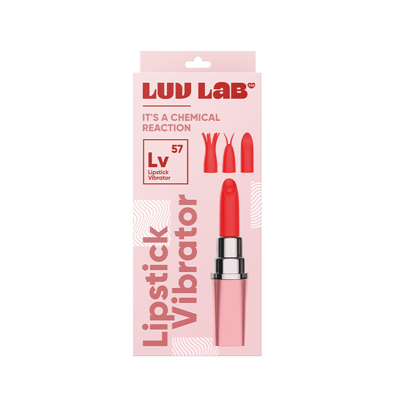 Luv Inc Lv57 Lipstick Vibrator Rechargeable Silicone Discreet Bullet with 3 Attachments Light Pink