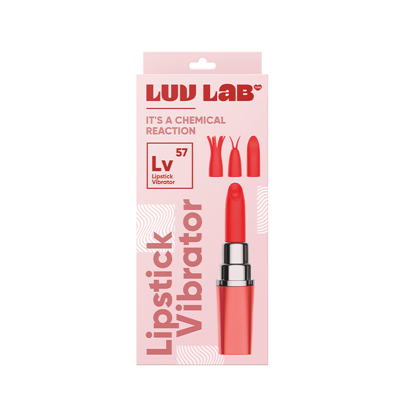 Luv Inc Lv57 Lipstick Vibrator Rechargeable Silicone Discreet Bullet with 3 Attachments Coral