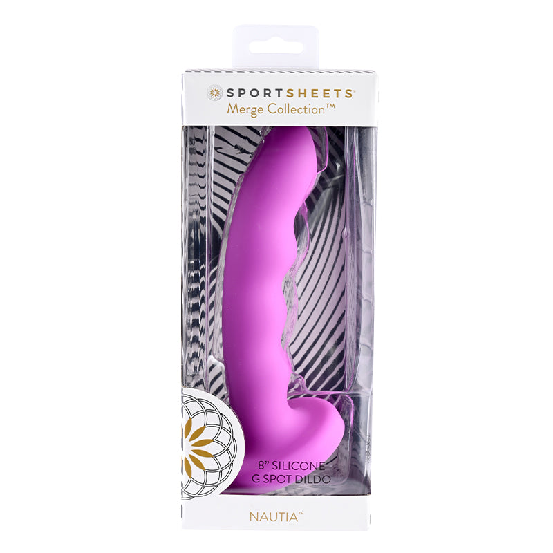 Sportsheets Merge Collection Nautia 8 in. Silicone G-Spot Dildo with Suction Cup Fuchsia