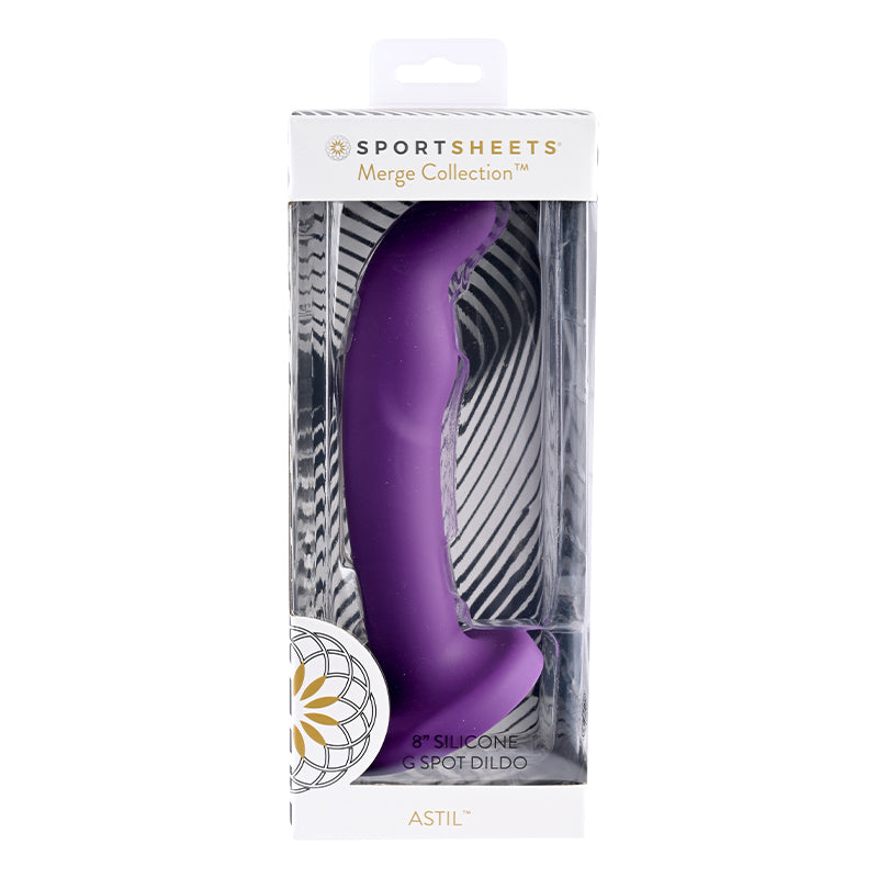 Sportsheets Merge Collection Astil 8 in. Silicone G-Spot Dildo with Suction Cup Purple