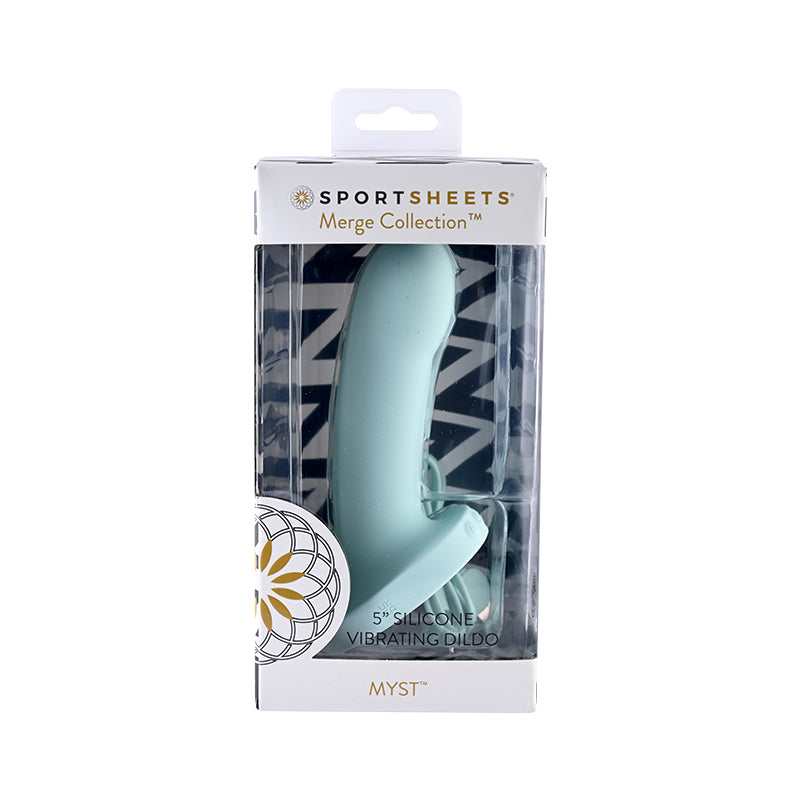 Sportsheets Merge Collection Myst Rechargeable 5 in. Silicone Vibrating Dildo Blue