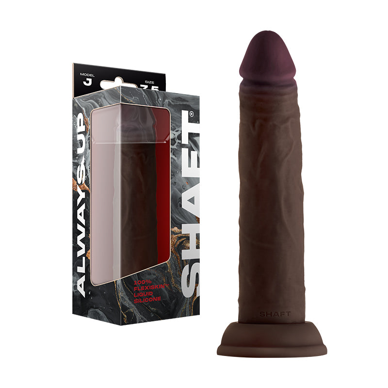 Shaft Model J 7.5 in. Dual Density Silicone Dildo with Suction Cup Mahogany
