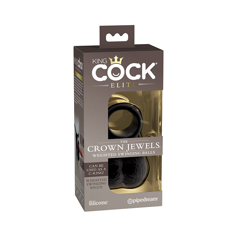 Pipedream King Cock Elite The Crown Jewels Weighted Swinging Balls Cockring Black