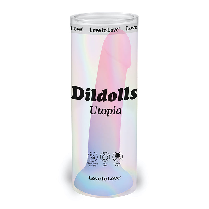 Love to Love Dildolls Utopia 7 in. Silicone Suction Cup Dildo Pastel Multi-color