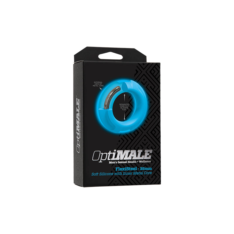 OptiMALE FlexiSteel Silicone, Metal Core Cock Ring 35 mm Blue