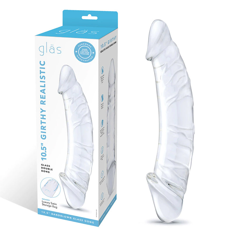 Glas 10.5 in. Girthy Realistic Glass Double Dong Dildo