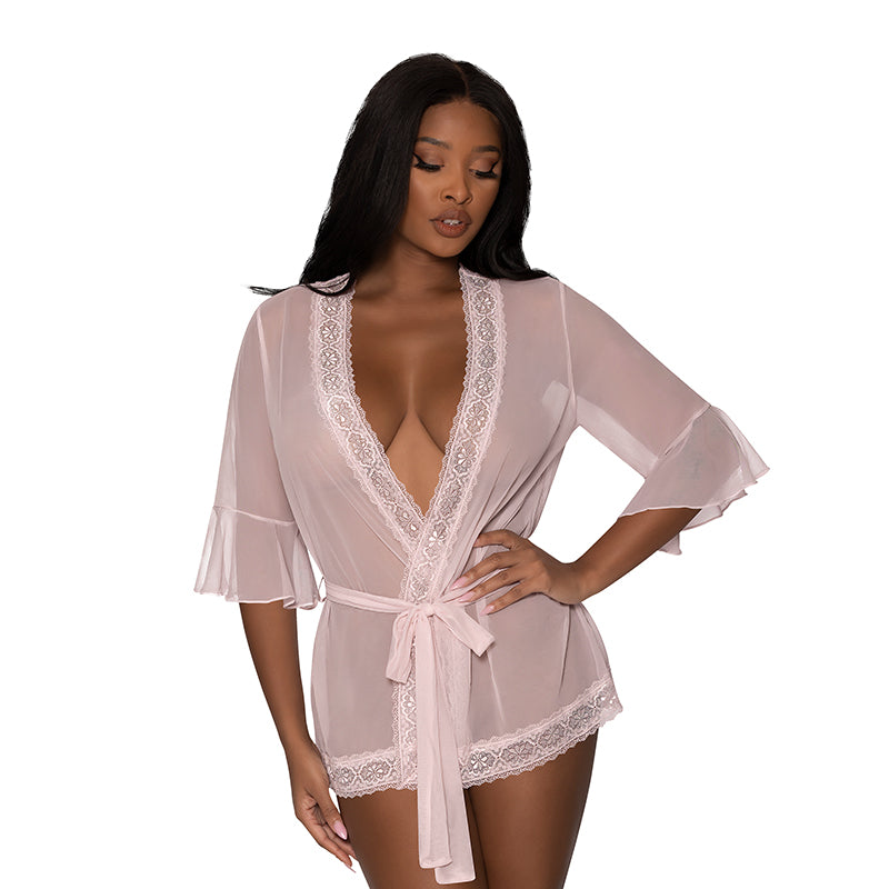 Magic Silk Seabreeze Robe With Lace Trim Blush L/XL