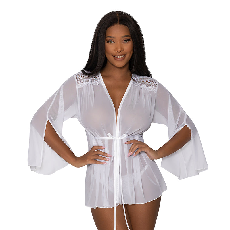 Magic Silk Modern Romance Short Robe White L/XL