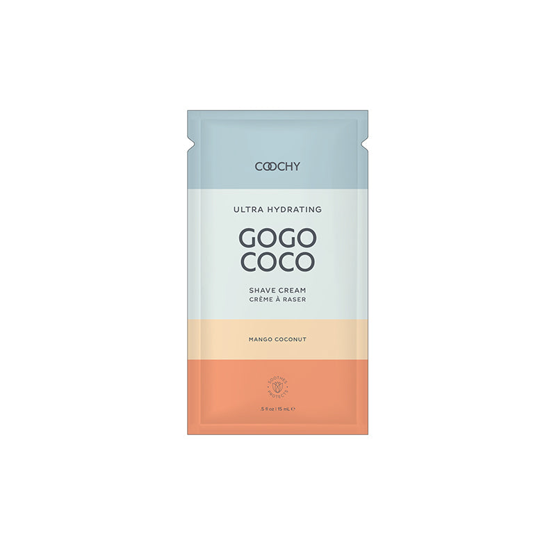 Coochy Ultra Hydrating Shave Cream Mango Coconut .35 fl oz./10 ml Foil 24-Piece Bulk Bag