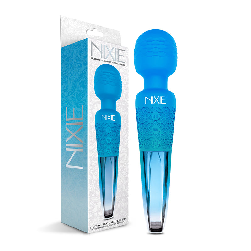 Nixie Rechargeable Wand Massager Blue Ombre Metallic
