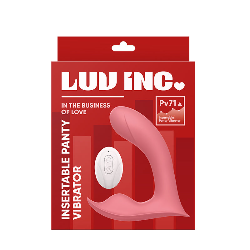 Luv Inc Pv71 Insertable Panty Vibrator Rechargeable Remote-Controlled Silicone Wearable Dual Stimulator Coral