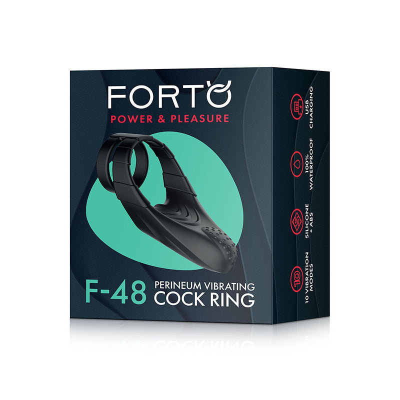 Forto F-48 Rechargeable Silicone Perineum Vibrating Double Cockring Black