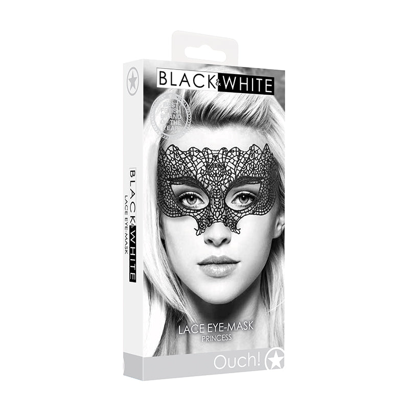 Ouch! Black &amp; White Princess Lace Eye Mask Black