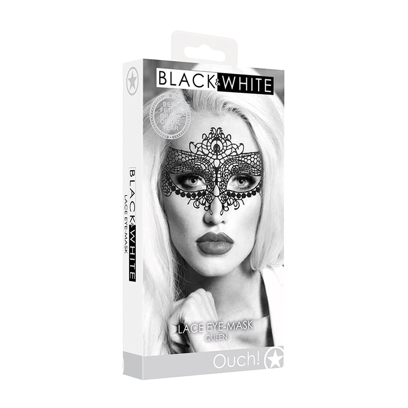 Ouch! Black &amp; White Queen Lace Eye Mask Black