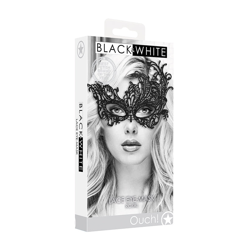 Ouch! Black &amp; White Royal Lace Eye Mask Black
