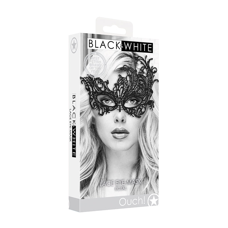 Ouch! Black & White Royal Lace Eye Mask Black