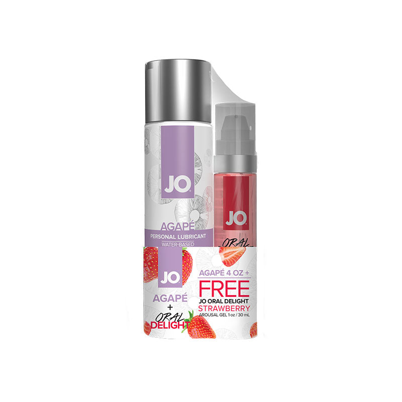 JO Agape Water-Based Lubricant 4 oz. and Oral Delight Strawberry Arousal Gel 1 oz.